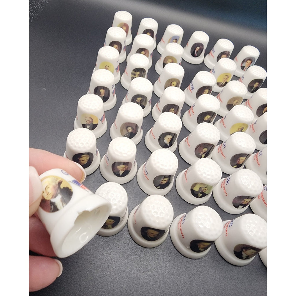 Lot of 41 Vintage Collectible Porcelain Thimbles Featuring US Presidents 1-43