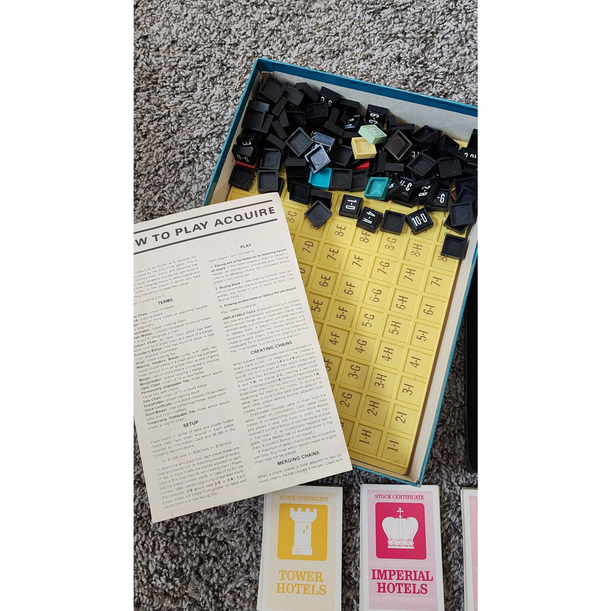 Acquire Board Game - by Avalon Hill 1976 Bookshelf Edition High Finance Adventure