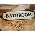 Cast Iron Bathroom Wall Plaque – Vintage Inspired, White with Black Letters
