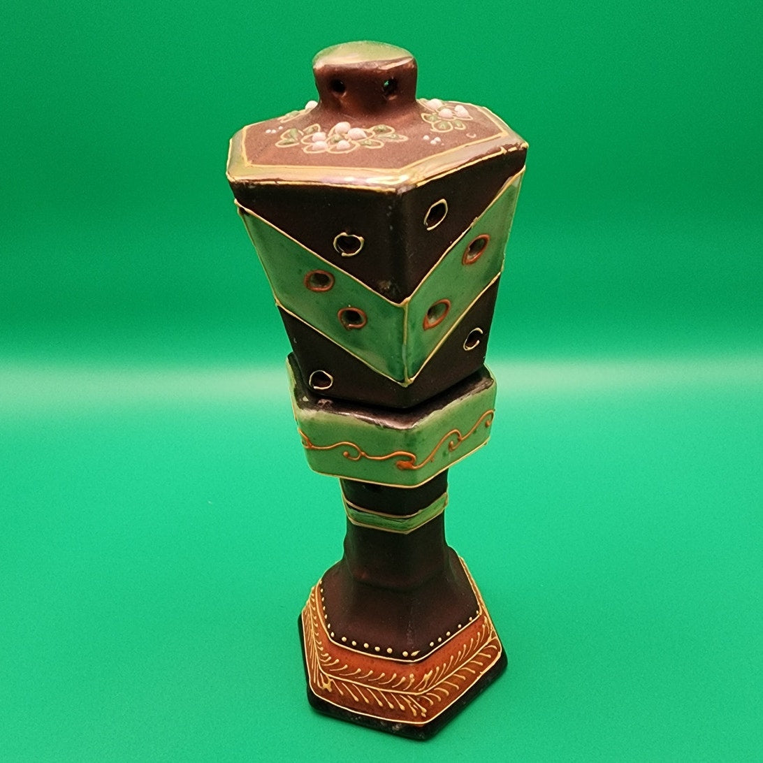 Vintage Japanese Moriage Pagoda Ceramic Incense Burner