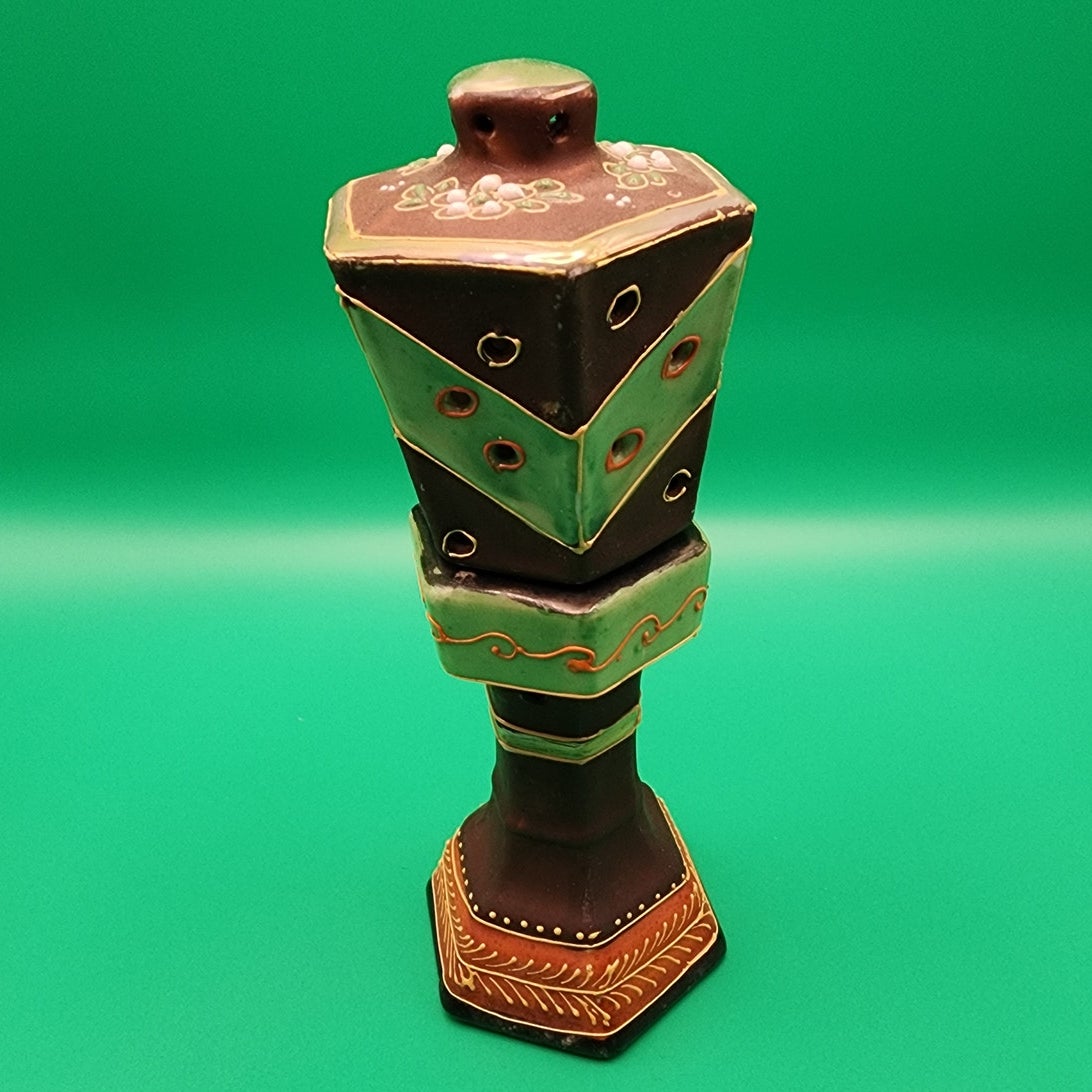 Vintage Japanese Moriage Pagoda Ceramic Incense Burner
