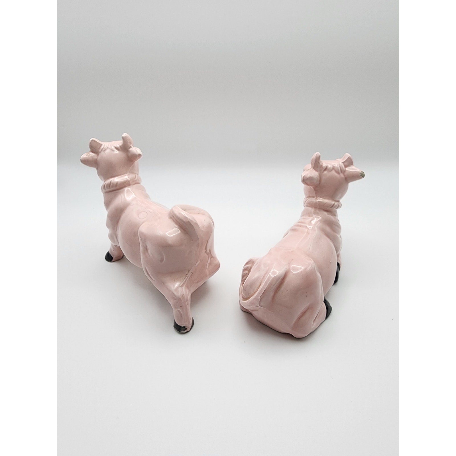 Vintage Art Mark Ceramic Cow Salt & Pepper Shaker Set - Pink Cows