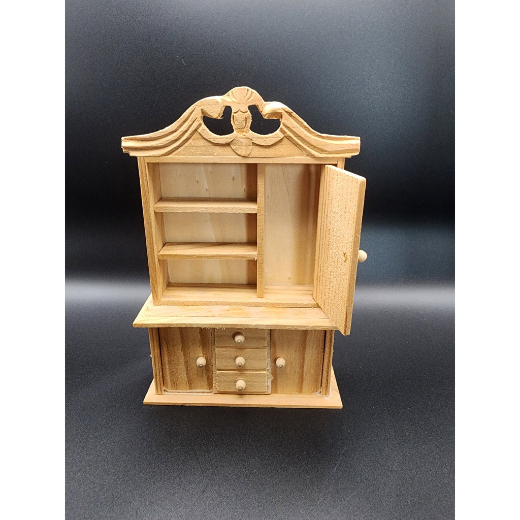 EHI - Doll House Unfinished Wood Furniture - Cabinet Bookcase w/ Shelves 1 Door
