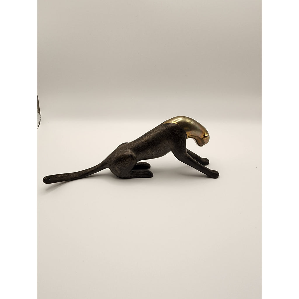 VTG Loet Vanderveen Brass / Bronze Sculpture "Cheetah, Classic Stretching" #380