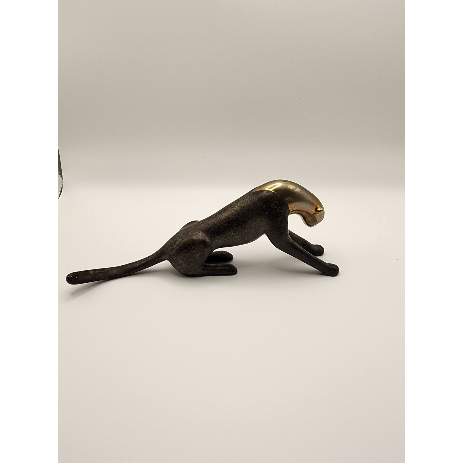 VTG Loet Vanderveen Brass / Bronze Sculpture "Cheetah, Classic Stretching" #380