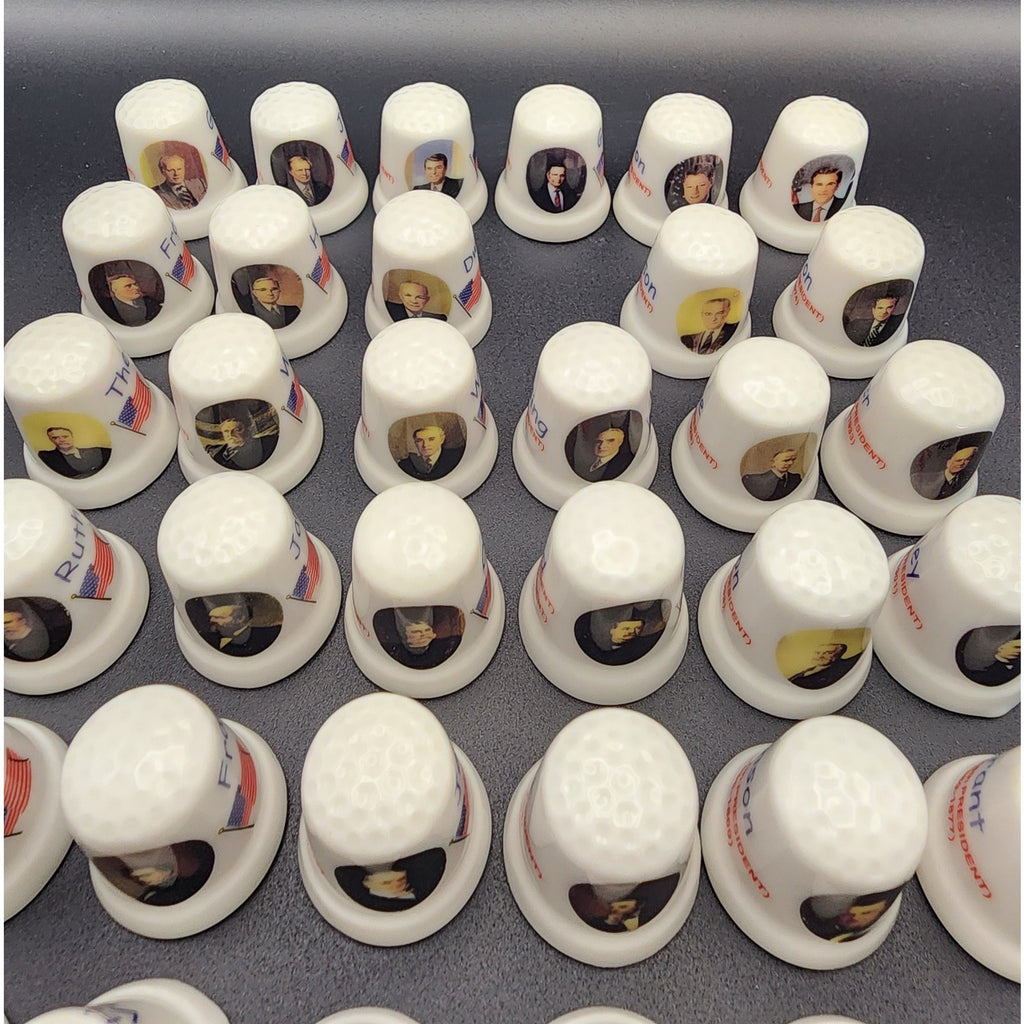 Lot of 41 Vintage Collectible Porcelain Thimbles Featuring US Presidents 1-43