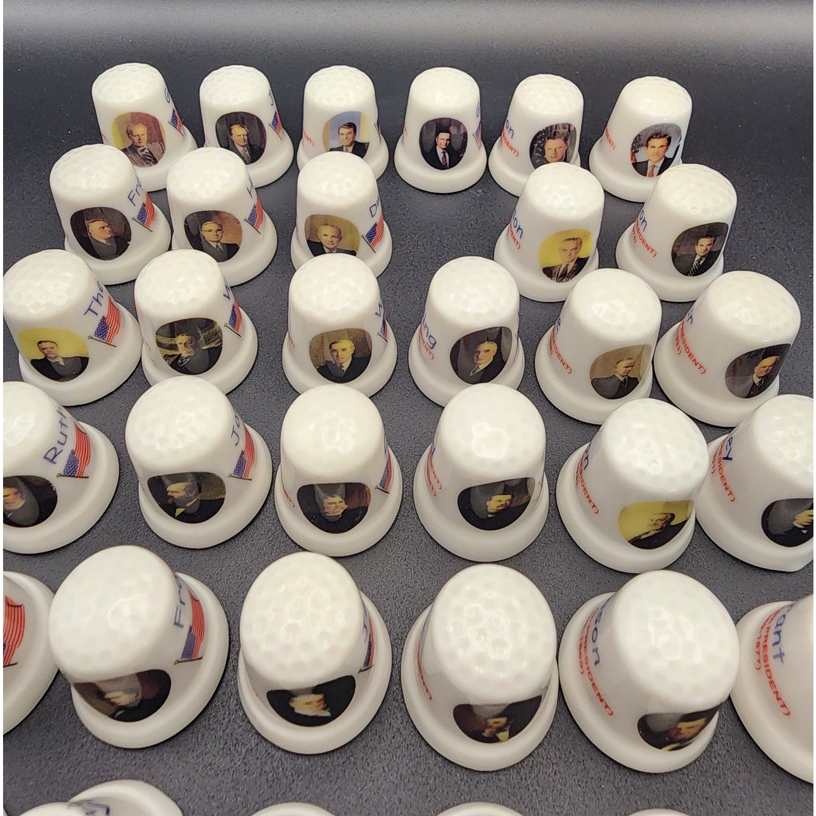 Lot of 41 Vintage Collectible Porcelain Thimbles Featuring US Presidents 1-43