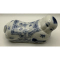 Vintage Chinese Blue and White Porcelain Reclining Buddha Baby Pillow FIgurine