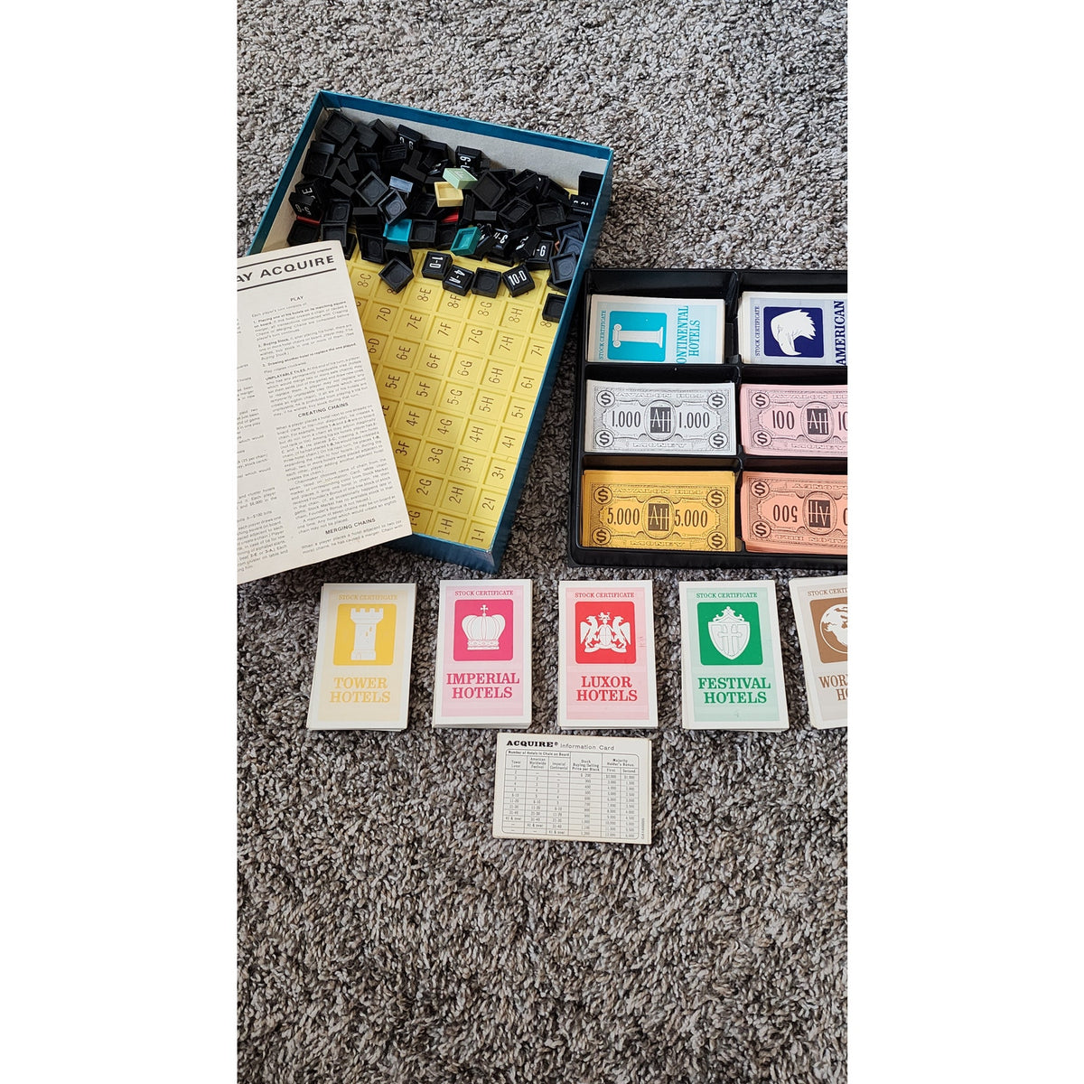 Acquire Board Game - by Avalon Hill 1976 Bookshelf Edition High Finance Adventure