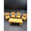 Doll House Furniture - 1:12 scale Natural Pine Wood 4 chairs and Bench