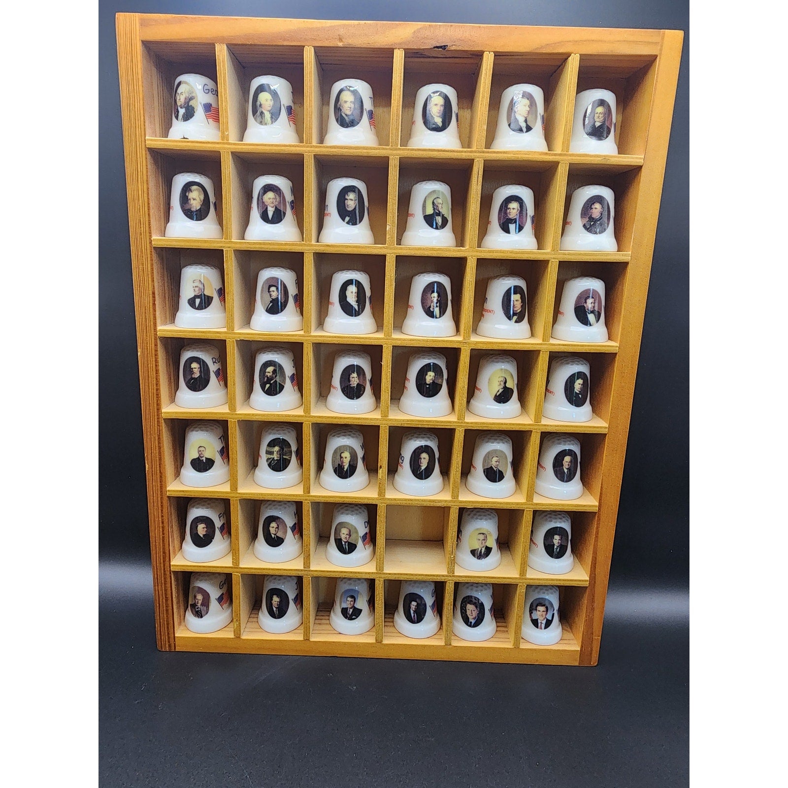 Lot of 41 Vintage Collectible Porcelain Thimbles Featuring US Presidents 1-43