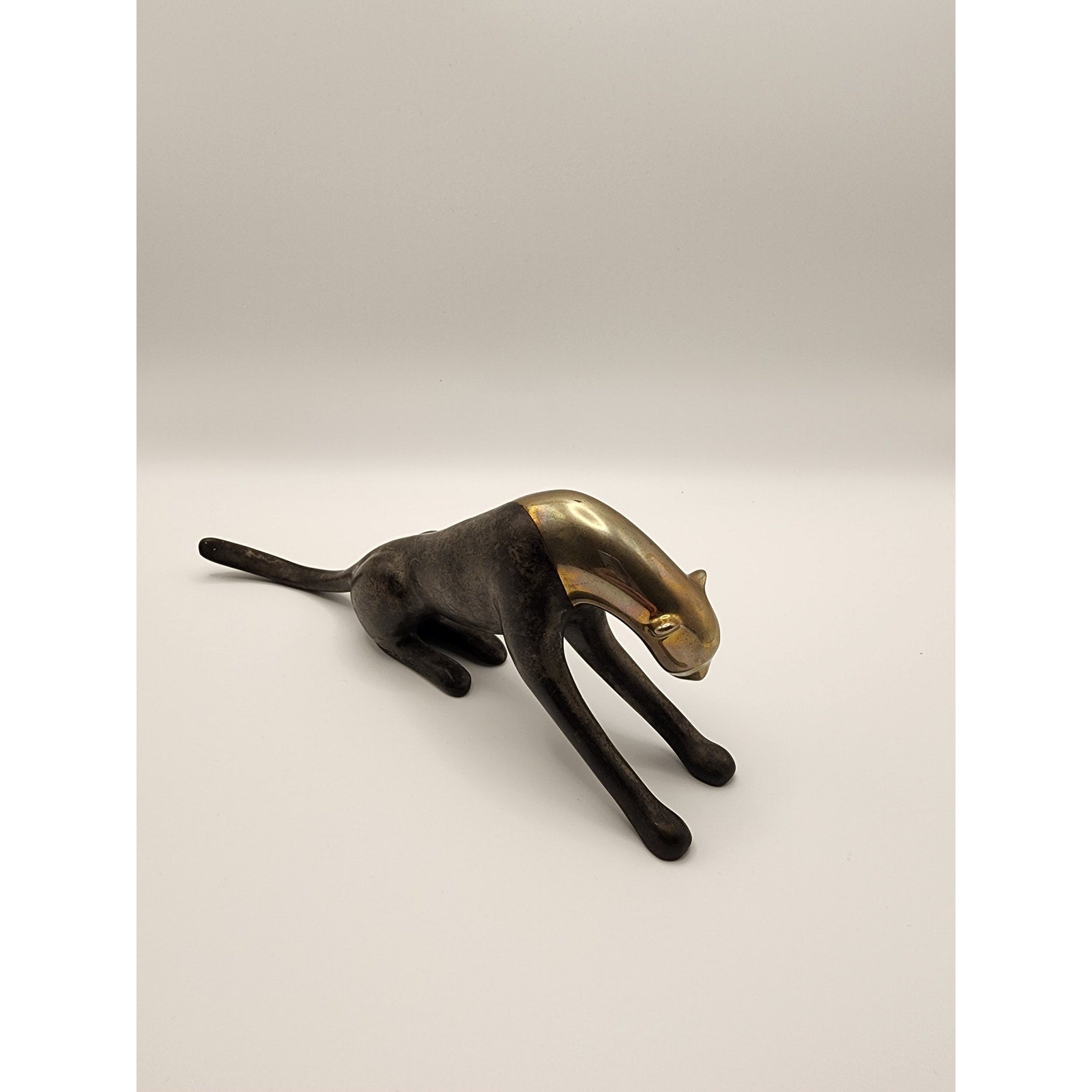 VTG Loet Vanderveen Brass / Bronze Sculpture "Cheetah, Classic Stretching" #380