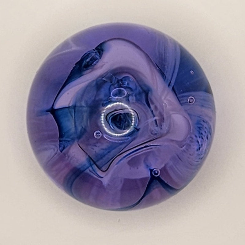 Signed Caithness Glass Mooncrystal Blue / Purple Swirl Paperweight - Scotland