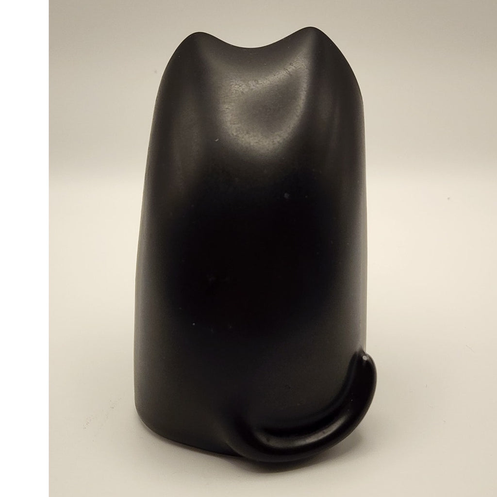 Vintage Hakusan Pottery Cat Figurine , Black Ceramic Masahiro Mori Japan 1960s
