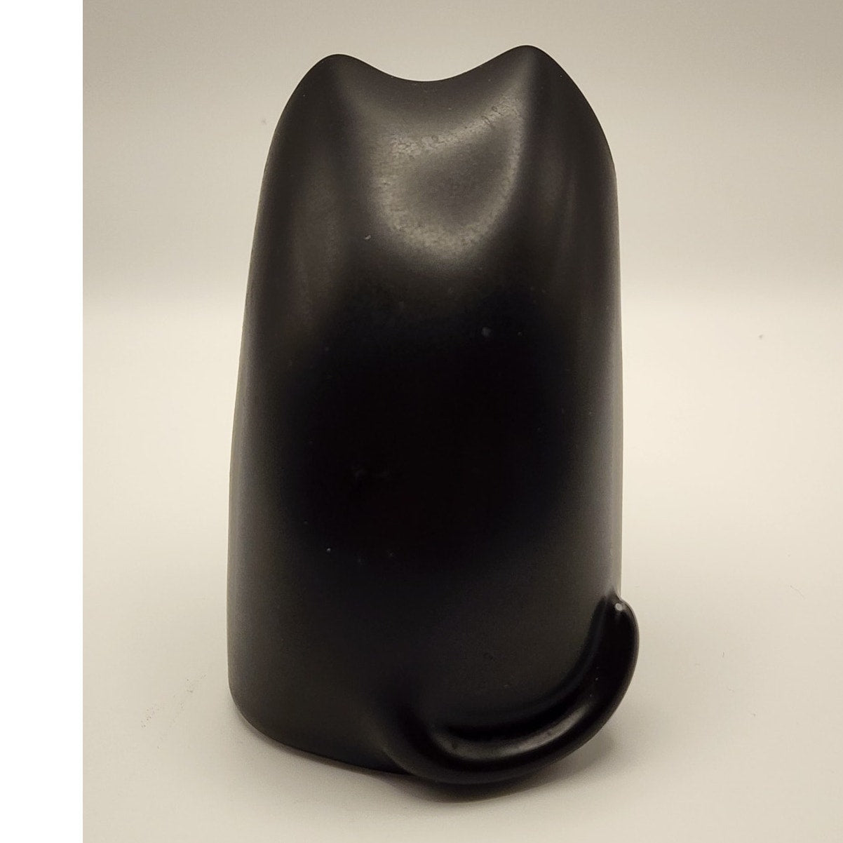 Vintage Hakusan Pottery Cat Figurine , Black Ceramic Masahiro Mori Japan 1960s
