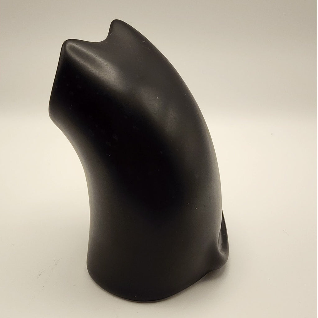Vintage Hakusan Pottery Cat Figurine , Black Ceramic Masahiro Mori Japan 1960s